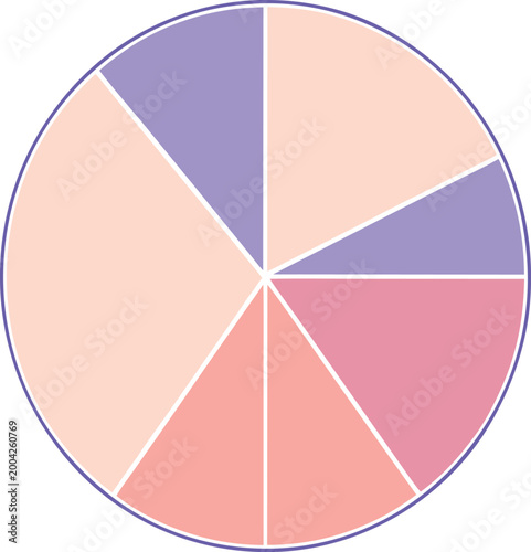 Elegant pastel colored pie chart visualizing financial percentages and company performance metrics for modern business presentations