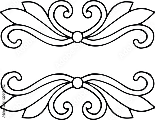 Elegant symmetrical scrollwork dividing elements perfect for vintage design projects and artistic borders