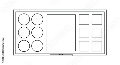 Empty professional makeup palette container vector illustration for cosmetic industry and beauty products