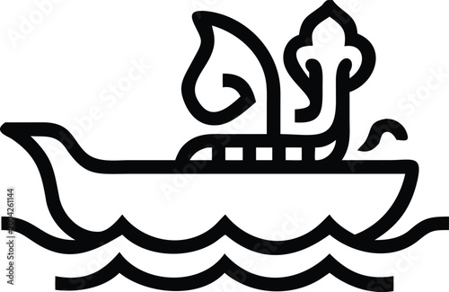 Elegant Traditional Ceremonial Boat Sailing on Gentle Waves During Festive Cultural Events