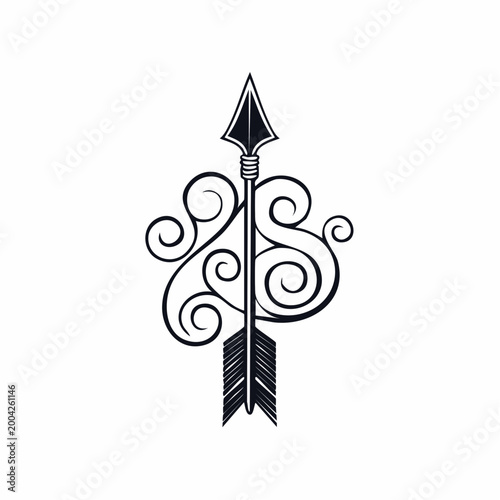 Ornate Arrow with Swirls Emblem