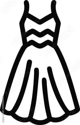 Elegant Womens Wearable Dress Outline for Fashion Design and Clothing Industry Concepts