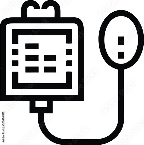 Essential Healthcare Medical Equipment Icon Featuring IV Drip and Blood Pressure Monitor