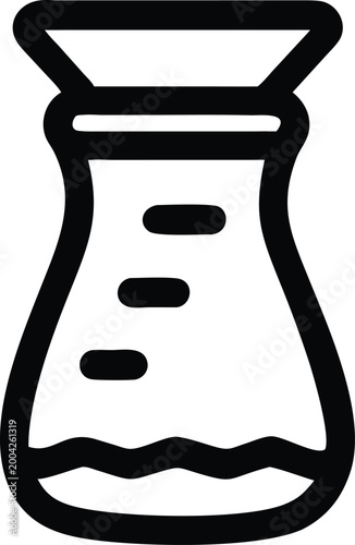 Essential Laboratory Glassware Outline Icon Depicting a Graduated Flask for Scientific Research and Chemical Solutions