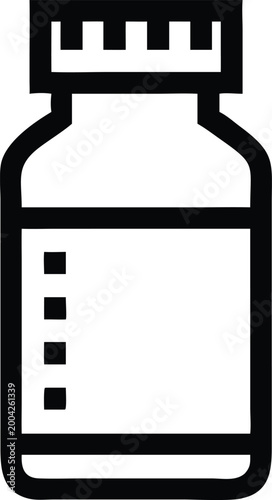 Essential Health Supplement Bottle Outline Icon for Pharmacy and Medical Applications