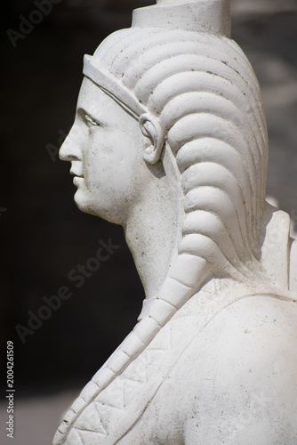 Detail of a sphinx at Saltram House Devon