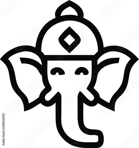 Ganesha Head Icon for Hindu Deity Symbolism and Religious Themes