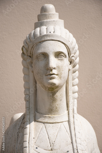 Detail of a sphinx at Saltram House Devon