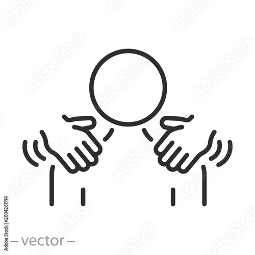 neck and collarbone massage, shoulder massage icon, thin line symbol - editable stroke vector illustration