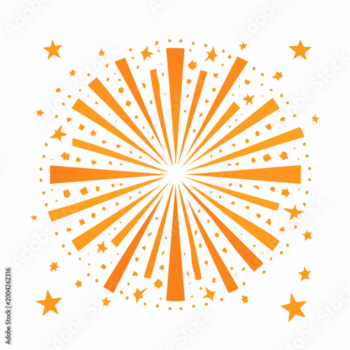 Orange Burst of Stars and Confetti