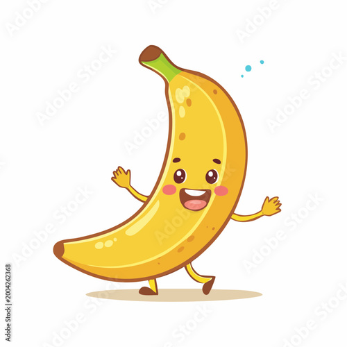 Happy Cartoon Banana Character Waving