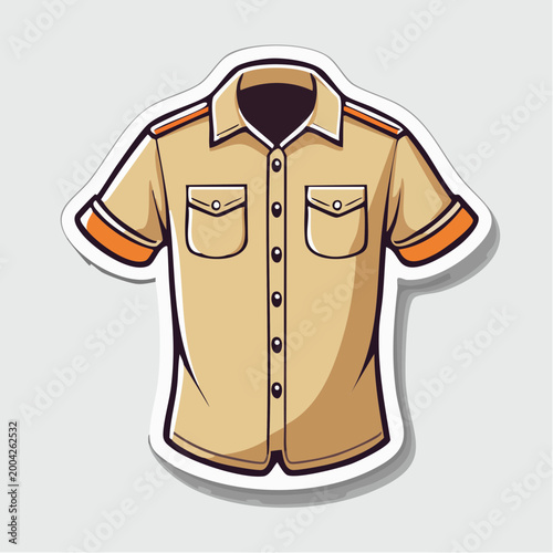 Cartoon Short-Sleeved Safari Shirt Illustration