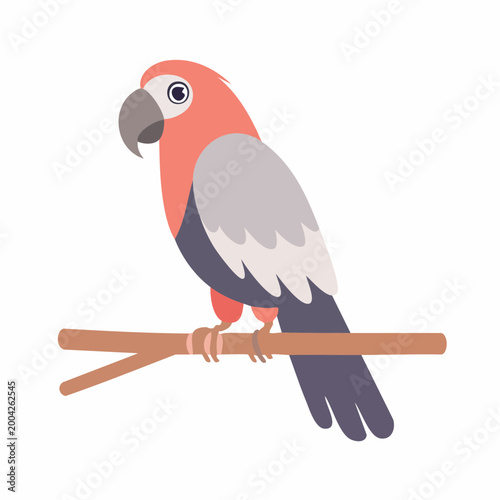 Cartoon Parrot Perched on a Branch