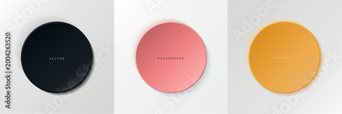 Set realistic black, gold frames. Vector realistic borders for posters, flyers, backgrounds. Shiny luxury frame. Luxury circle with lighting effects.