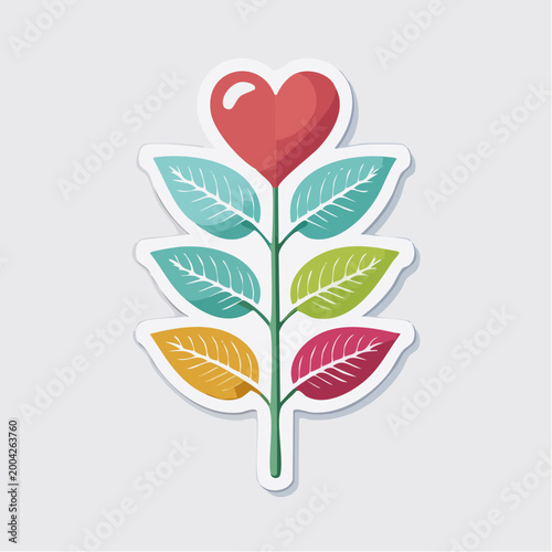 Stylized Heart Plant with Colorful Leaves