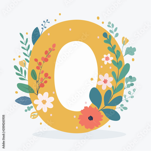 Floral Letter O Illustration