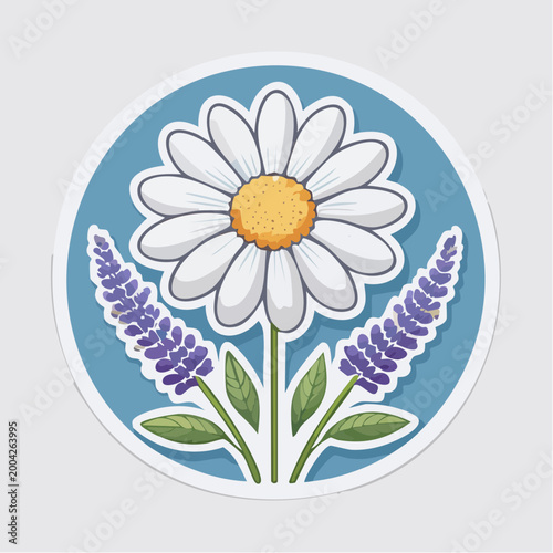 Daisy and Lavender Flower Illustration