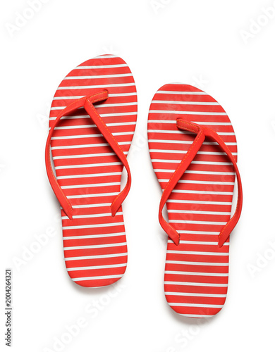 Pair of striped flip-flops ...