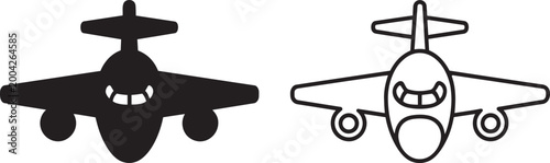 Airplane vector illustration with simple geometric shapes and outline style with toy airplane air