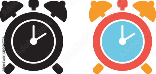 Alarm clock vector illustration simple graphic design isolated on white background with analog clock
