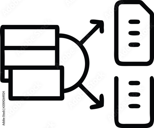 data transfer icon black line art depicting database connection and information exchange high quality professional detailed modern elegant stylish clean crisp