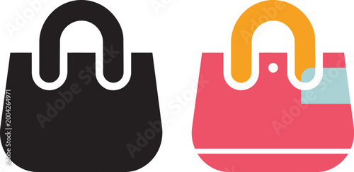 Shopping bags isolated on white background flat vector illustration with shopping cart tote bag