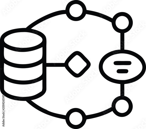 data flow diagram icon black line art illustration on white background high quality professional detailed modern elegant stylish clean crisp vibrant