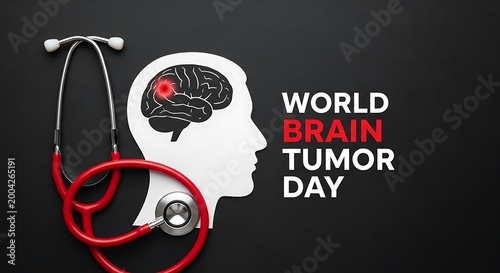 World Brain Tumor Day Awareness with Stethoscope and Head Profile