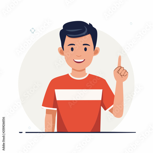 Man pointing up with index finger, idea or solution concept