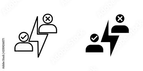 Photos Conflict icon on white background, editable stroke svg 10