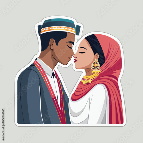 Couple in Traditional Attire Sharing a Tender Moment