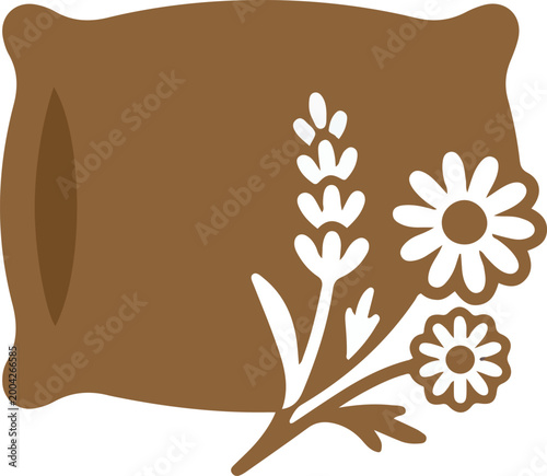 Herbal Aromatherapy Pillow and Calming Flowers Vector Icon