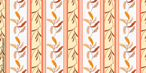 Bild auf Leinwand Seamless abstract vector pattern of flowers and leaves, featuring floral motifs in a vintage damask design