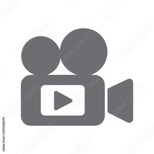 Camcorder symbol features a central play button to indicate a video playback function on devices.