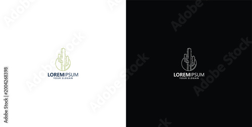 Cuadro en lienzo cactus logo design line art logo ideas, templates, plants, smart premium vectors
