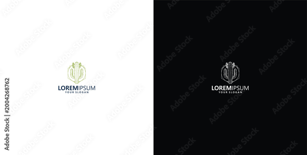 Fototapeta premium cactus logo design line art logo ideas, templates, plants, smart premium vectors
