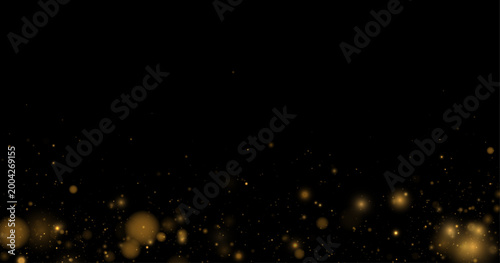 Golden sparkles float like fireflies creating warm glowing night effect. Perfect for fantasy visuals, overlays, and celebration designs. Enhances dreamy atmosphere.
