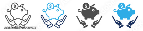 savings icon set multi concept