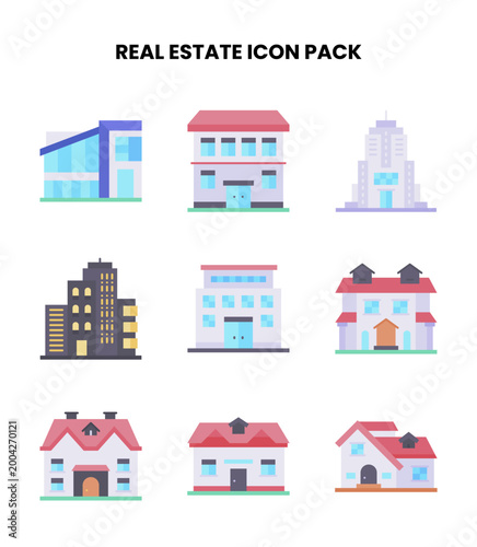 Real Estate Flat Set Icons Pack