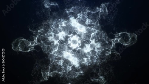 Abstract Fractal Energy Burst Ring Glowing Light Dark Background