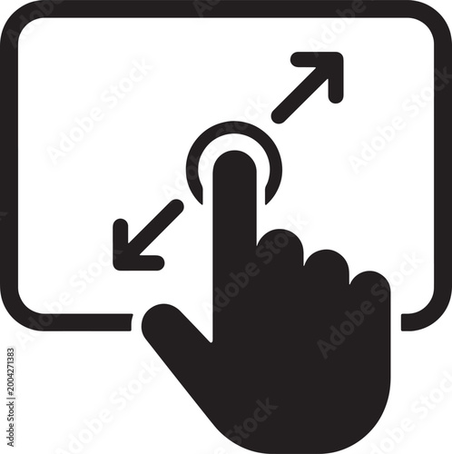 Tablet pinch zoom gesture icon vector illustration, hand touch screen resize interface design