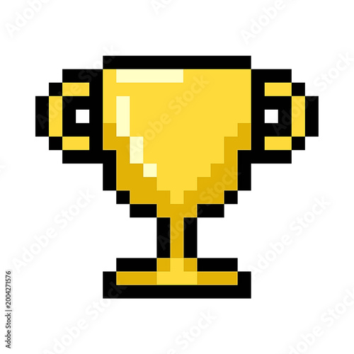 Pixel Art Golden Trophy Award Retro Game Achievement Icon
