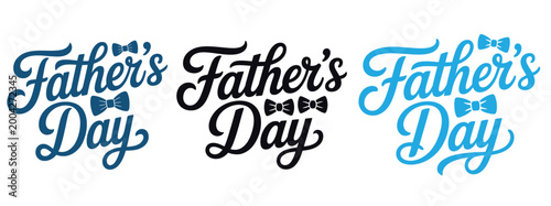 Decorative Fathers Day lettering with bow tie illustrations for greeting cards