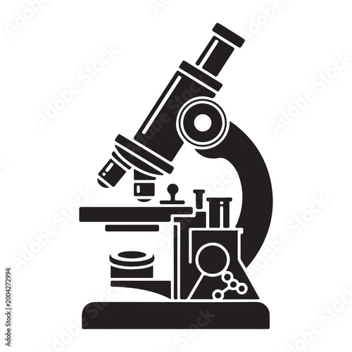 Black microscope for scientific research and study