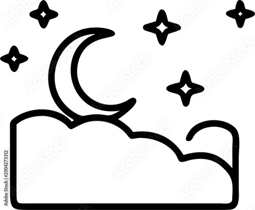 gradient night sky  outline   vector on white background 
