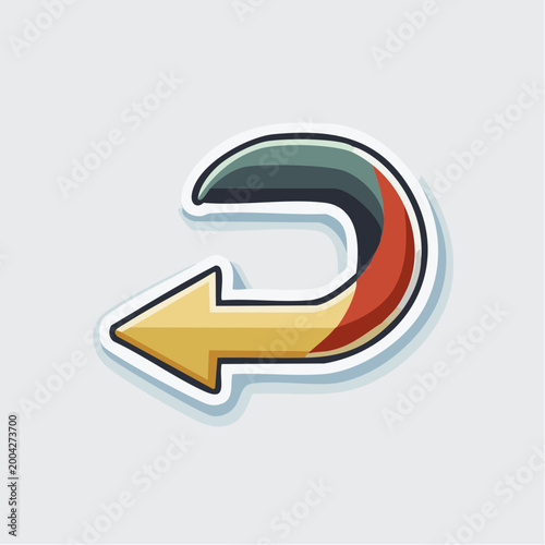 Retro Style U-Turn Arrow Sticker