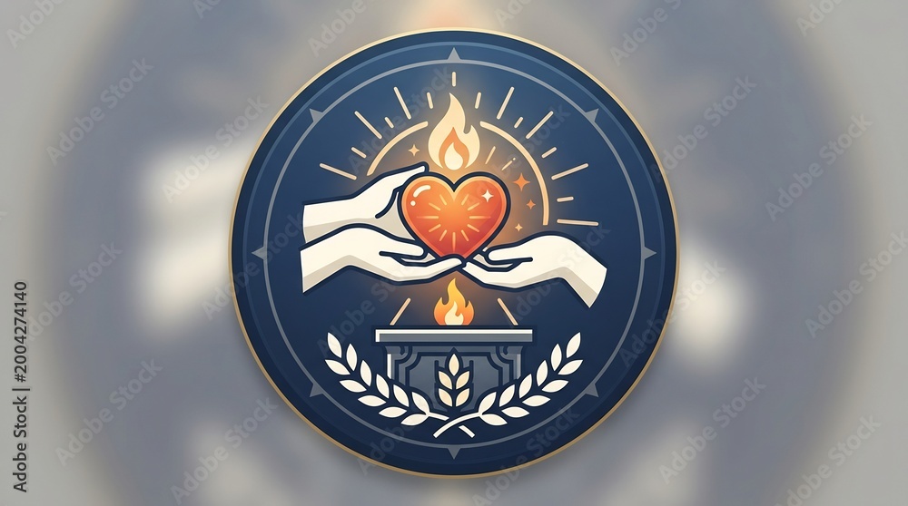 Fototapeta premium Heart Flame Symbol Emblem Logo Design.