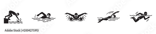 Фотография Swimming strokes and pool competition icon set