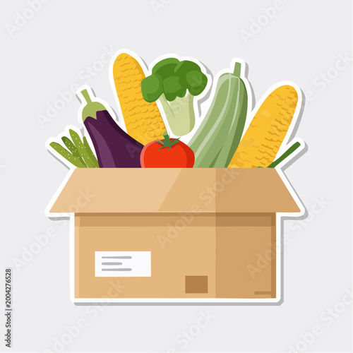 Fresh Vegetables in a Cardboard Box