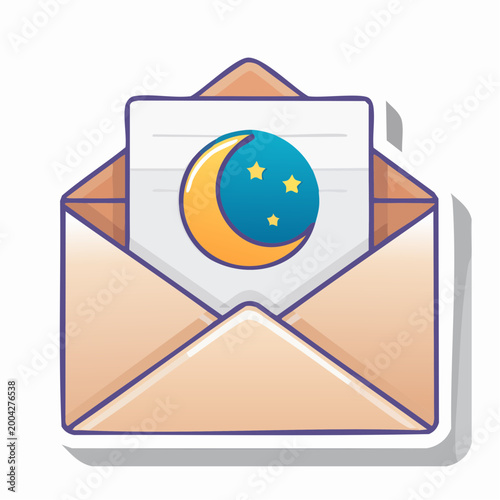 Email notification icon with moon and stars